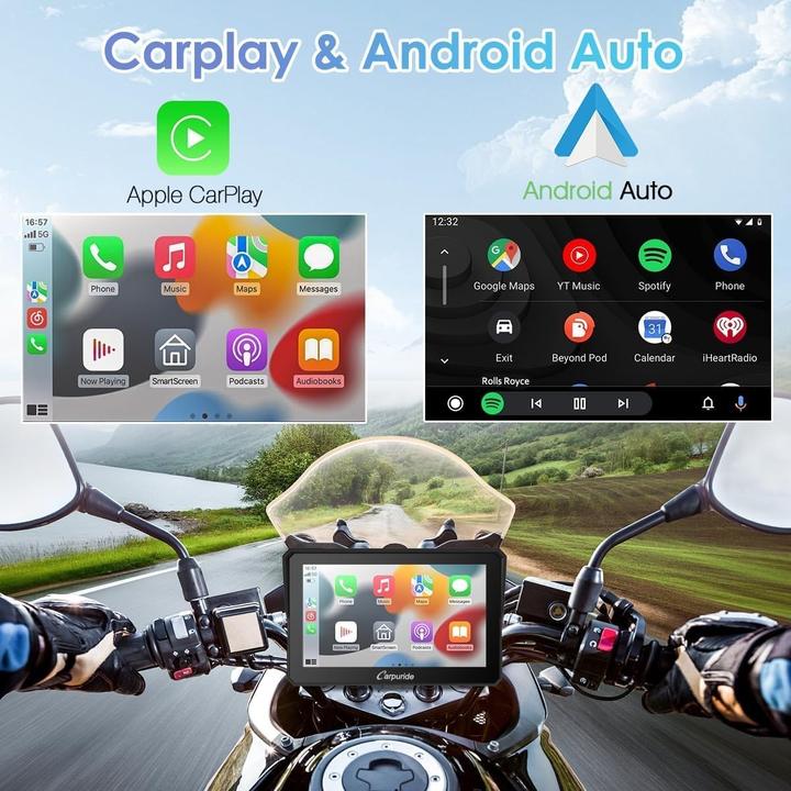 Actual product image Carpuride Motorrad-CarPlay-Bildschirm
