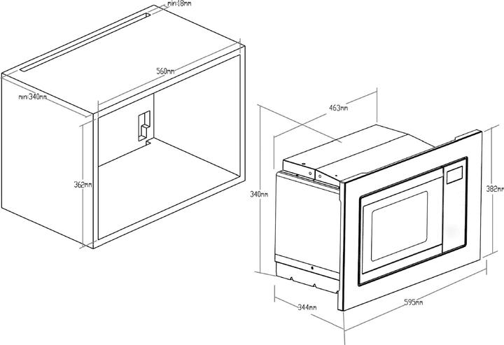 Produktbild PKM Einbau Mikrowelle MW820-EBM BxHxT 59,5 x 38,2 x 34,4 cm (20 l)