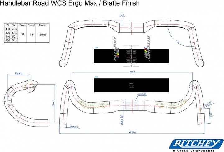 Produktbild Ritchey Road WCS Ergomax 44cm (c-c oben) (31.80 mm)