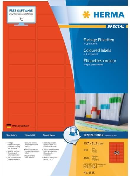Actual product image HERMA Coloured labels A4