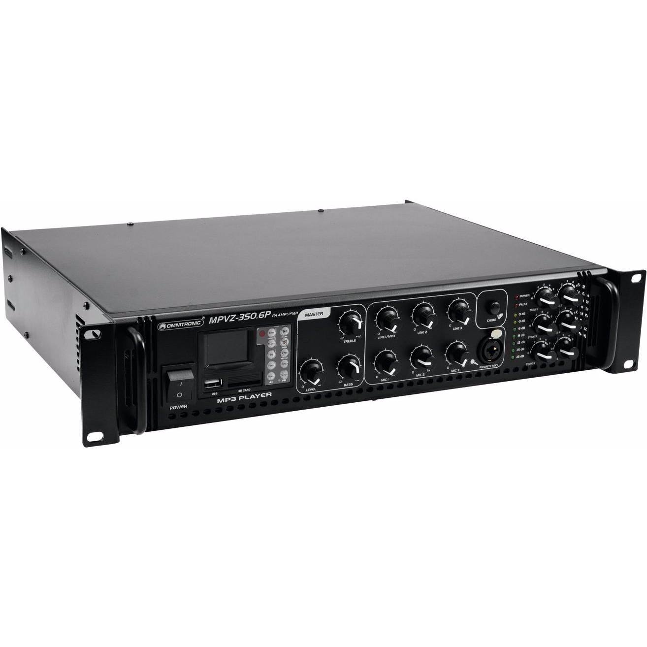 Omnitronic MPVZ-350.6P (Verstärker), Stereoverstärker, Schwarz