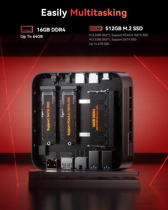 Actual product image NiPoGi Mini PC mit AMD Ryzen 5 7430U und Triple 4K Display (512 GB, 16 GB, AMD Ryzen 5 7430U)