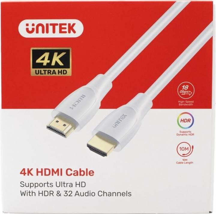Actual product image Unitek HDMI cable 2.0 4K 60Hz, white, 1M (1 m, HDMI)