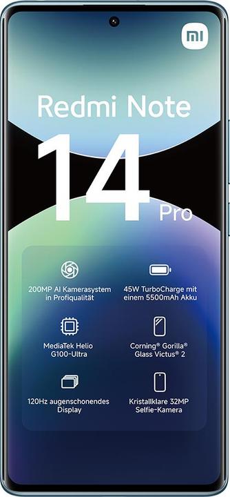 Actual product image Xiaomi Redmi Note 14 Pro (256 GB, Ocean Blue, 6.67", Dual SIM, 200 Mpx, 4G)