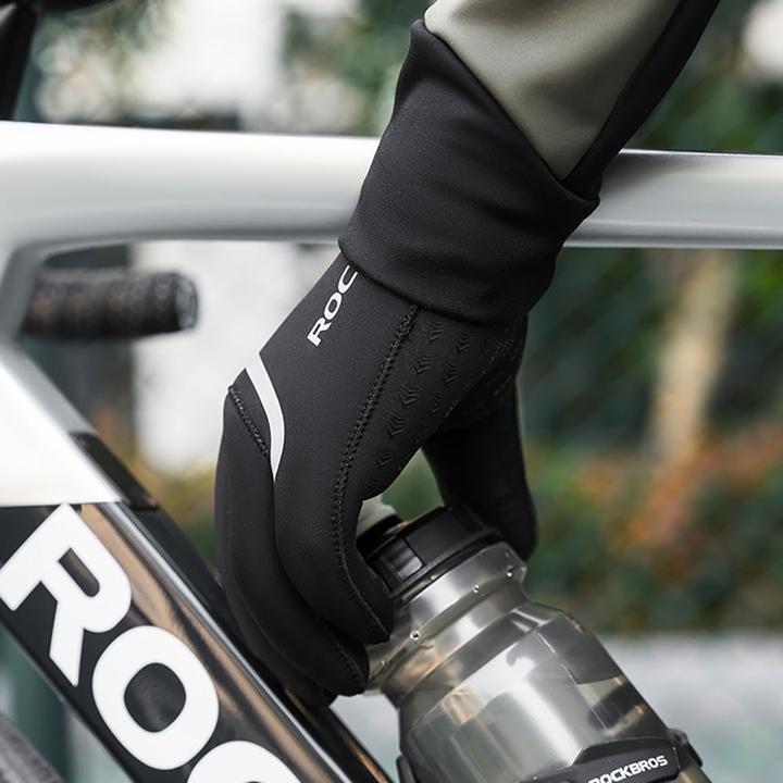 Actual product image Rockbros full waterproof cycling gloves, size: XXL - black (XXL)