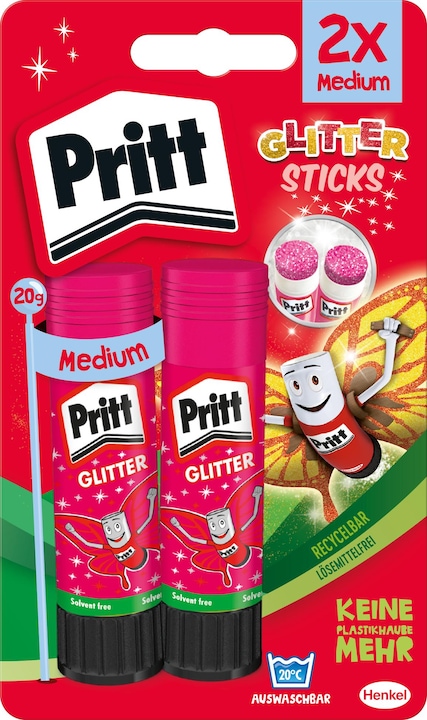 Actual product image Pritt Glue stick set Glitter 20 g, 2 pieces, Pink