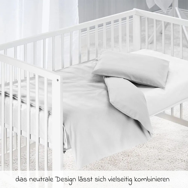 Immagine prodotto Makian Biancheria da letto per bambini e set da letto Biancheria da letto 80 x 80 cm - Uni - Grigio (80 x 80 cm, 35 x 40 cm)