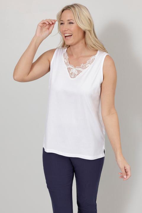 Immagine prodotto Meyermode Top, figurfreundlich, V-Ausschnitt, Spitze, Pailletten (40)