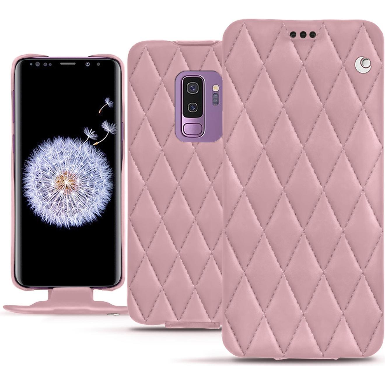 Noreve Lederschutzhülle vertikal (Samsung Galaxy S9+), Smartphone Hülle, Rosa