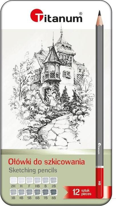 Produktbild Titanum Skizzierstifte 8B-2H 12 Stück (2B, 2H, 3B, 4B, 5B, 6B, 7B, 8B, B, F, H, HB, 12x)