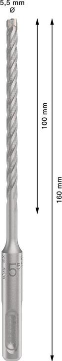 Productafbeelding Bosch Professional Zubehör PRO SDS plus-5X hamerboor, 5,5 x 100 x 160 mm (5,50 millimeter)