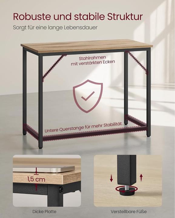 Image du produit Vasagle Tisch 100 x 50 x 76 cm Camelbraun/Schwarz (50 x 100 x 76 cm)