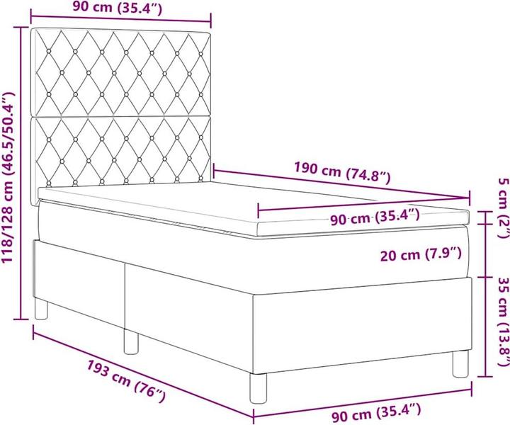 Image du produit vidaXL Boxspringbett (90 x 190 cm)