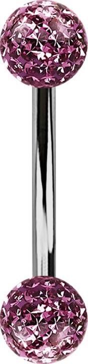 Actual product image Star Piercing Banane silber mit zwei Kristallkugeln hellviolett Epoxy Schutzschicht (without brass, Titanium)