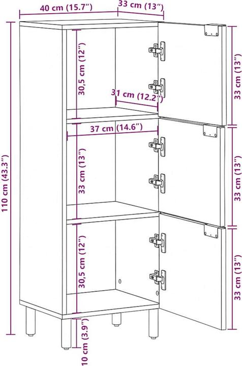 Image du produit vidaXL Highboard (40 x 33 x 110 cm)