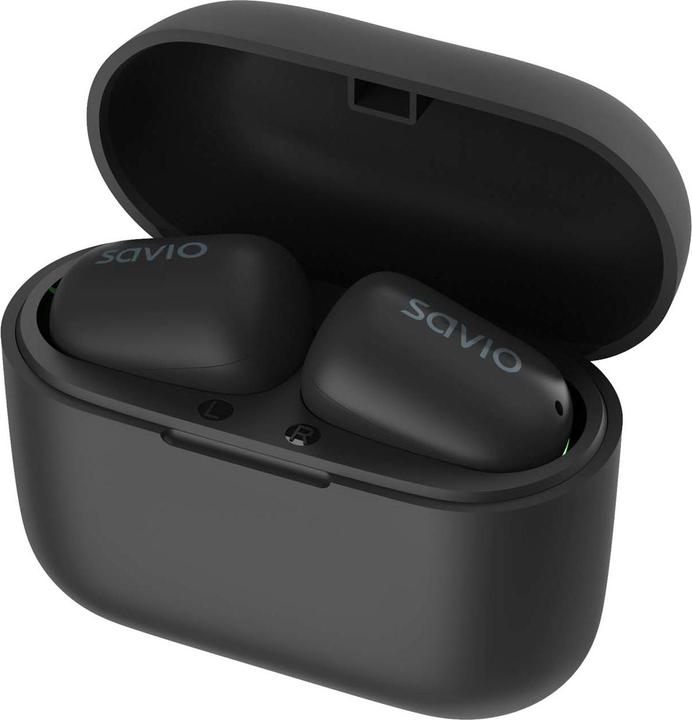 Produktbild Savio TWS-09 IPX5 Kopfhörer & Headset Kabellos im Ohr Musik Bluetooth Schwarz (8 h, Kabellos)
