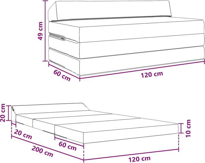 Produktbild vidaXL Klappbares Sofa