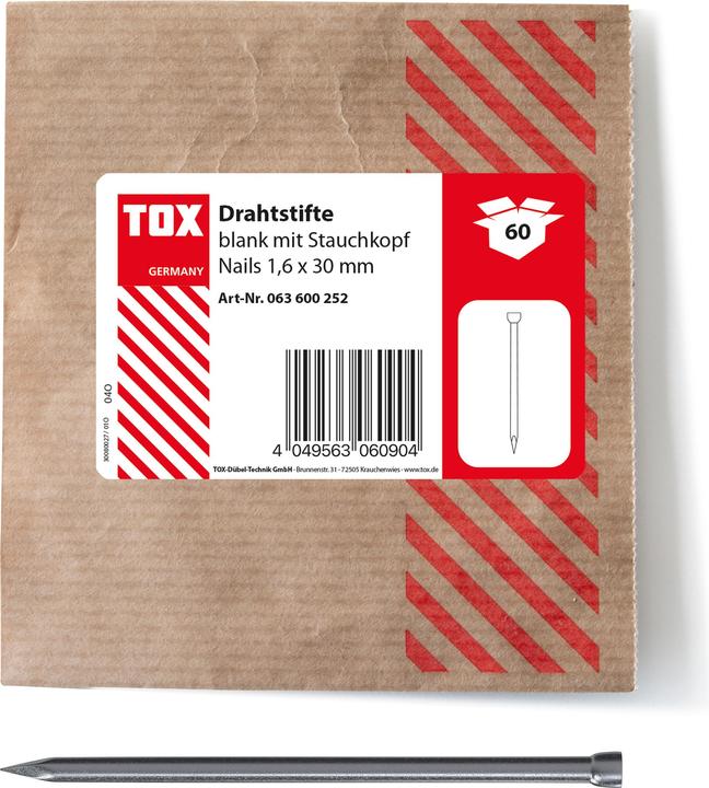 Image du produit Tox Clous 1,6x30 (60 pcs.) Clous à tête bombée (60 pièce(s), 30 mm)