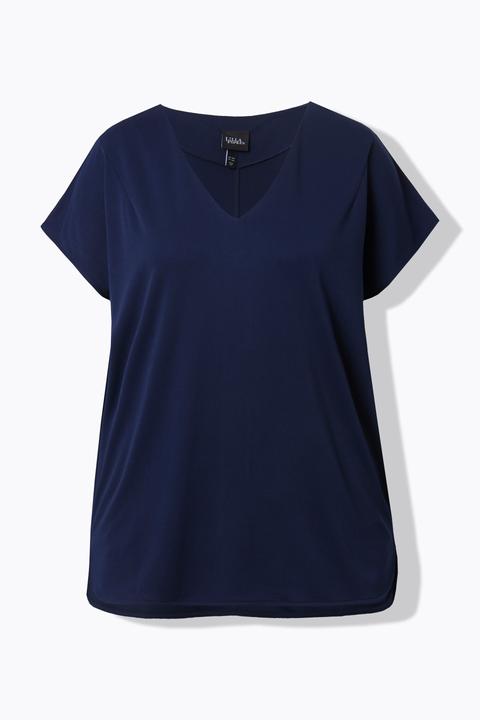 Produktbild Ulla Popken Sweatshirt, Oversized, V-Ausschnitt, Halbarm (60)