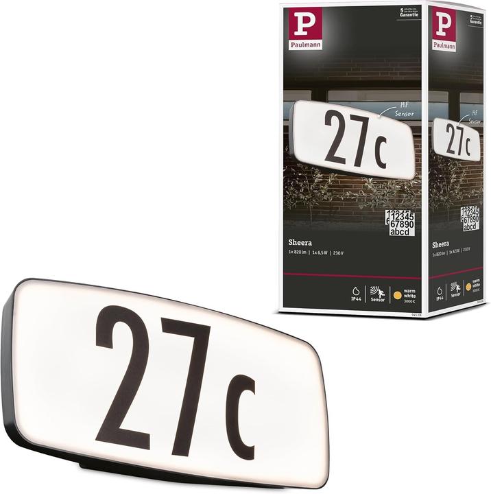 Image du produit Paulmann Lampe de numérotation extérieure 230V Sheera (820 lm, IP44)