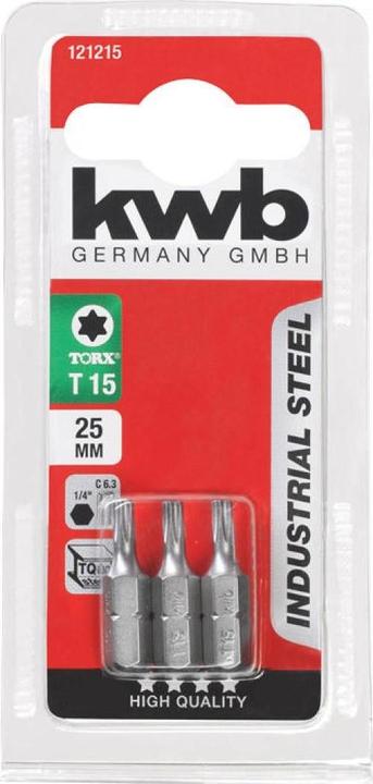Actual product image kwb Standard screwdriver bit 1/4 Torx T 25 (Hexagonal)