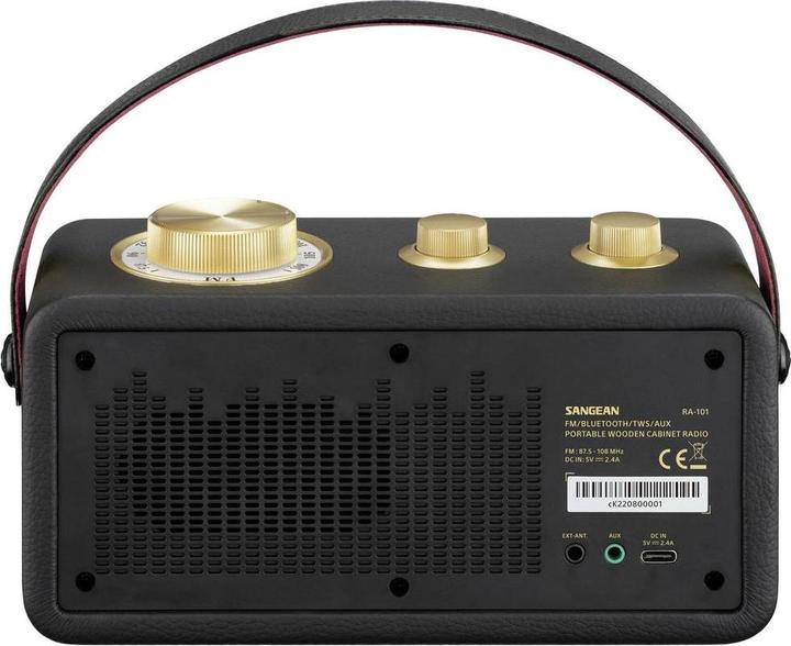 Productafbeelding Sangean RA-101 Oplaadbare Radio FM Bluetooth®, AUX Oplaadbaar Zwart, Goud (FM, Bluetooth)