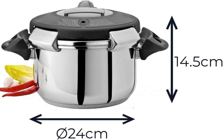 Actual product image Artame High Quality Stainless Steel Pressure Cooker with Spare Glass Lid for Storage (Steam cooker, Stainless steel, 24 x 14.50 cm)