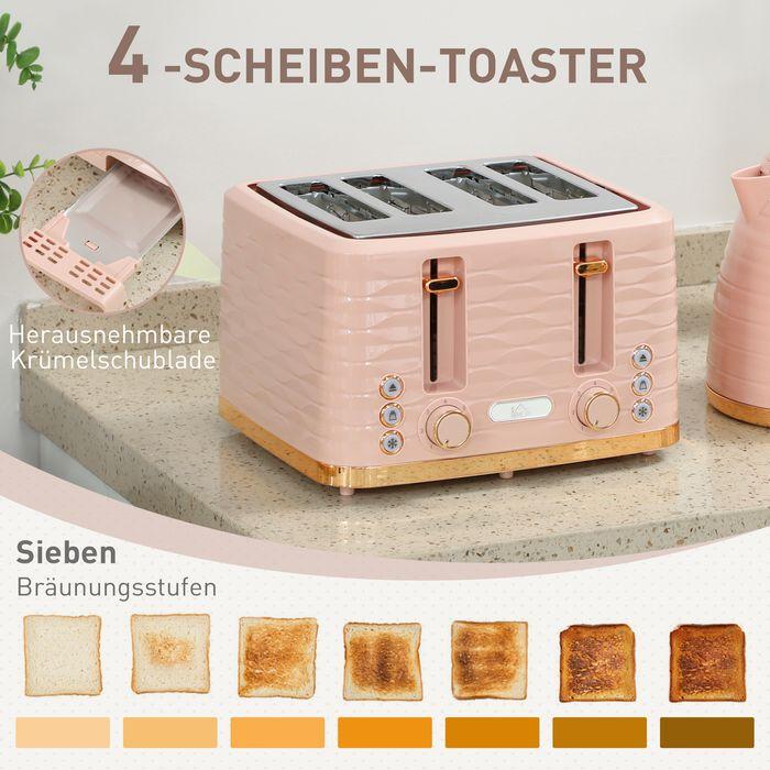 Immagine prodotto Swisshandel24 2-in-1 Toaster- und Wasserkocher-Set, 7 Bräunungsstufen, Auftau- und Aufwärmfunktion, Rosa (1.70 l)