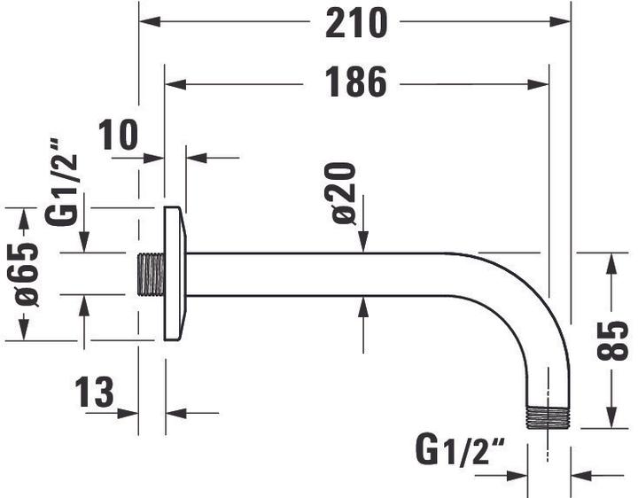 Nutritional values and ingredients Duravit Shower arm rd Ros 210mm connection size DN 15 chrome