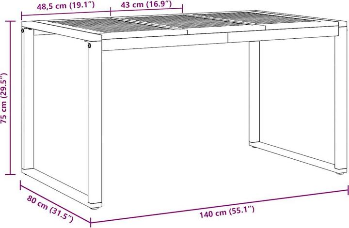 Produktbild vidaXL Gartentisch (140 x 80 x 75 cm)