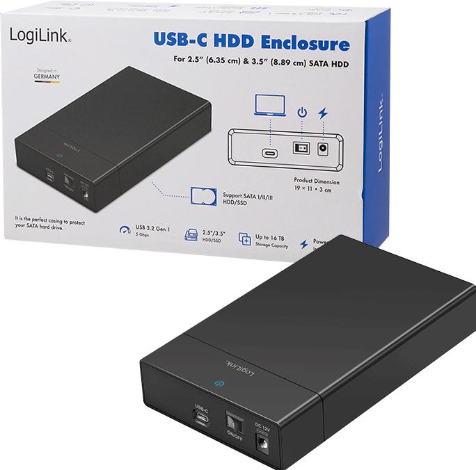 Actual product image LogiLink HDD Gehäuse Speichergehäuse 3,5 SATA USB 3.0 UA0460 (2.5", 3.5")