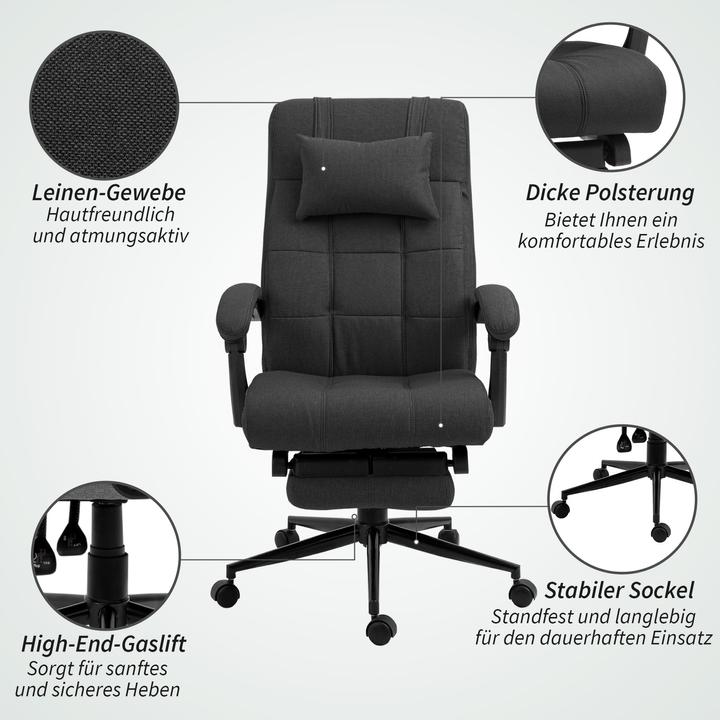 Produktbild Vinsetto Bürostuhl Polyester, Schaumstoff Schwarz