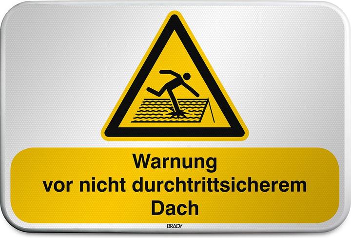 Produktbild Brady W/W036/DE397/RFLBD-600X400-1, ISO Sicherheitsschild - Warnung vor einsturzgefährdetem Dach