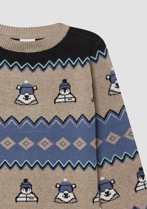 Produktbild s.Oliver Strickpullover Langarm-Jacquardpullover im Regular Fit mit Rundhalsausschnitt (98)