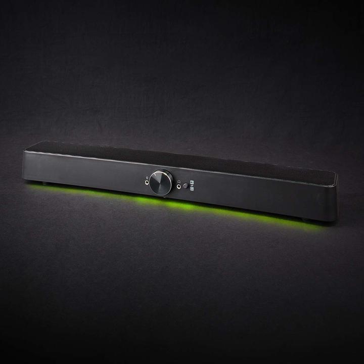 Actual product image Nedis Gaming speakers Speaker channels: 2.0 Power supply via USB 3.5 mm plug 30 W LED L (30 W, 2.0 Channel)