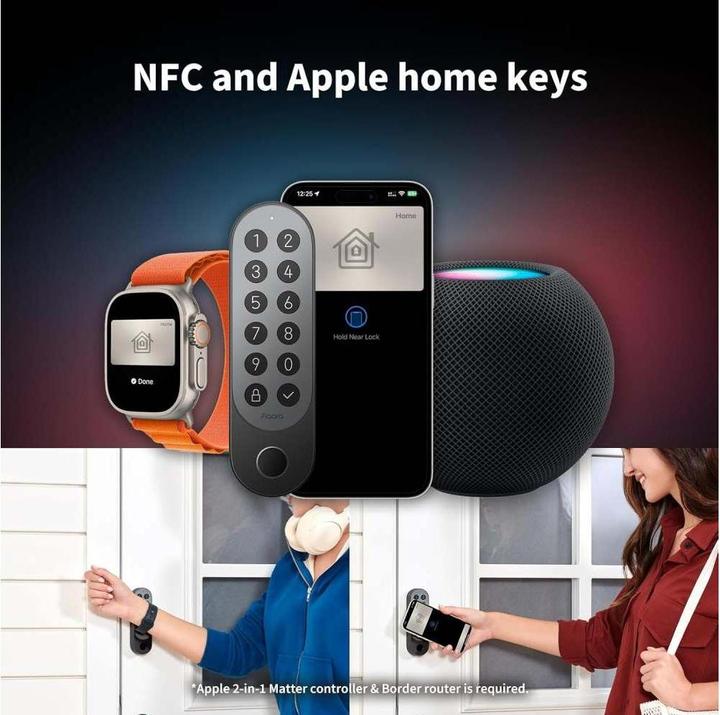 Immagine prodotto Aqara Smart Lock U200 Argento, EL-D02E (Impronta, Combinazione numerica elettronica, Bluetooth, Chiave, Scheda chiave, Smartphone)