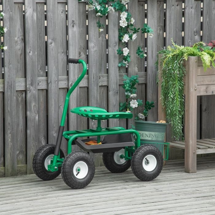 Produktbild Swisshandel24 Gartenwagen Werkstattwagen Gartensitz mit Drehsitz Ablagekorb höhenverstellbar 150 kg Tragkraft Meta