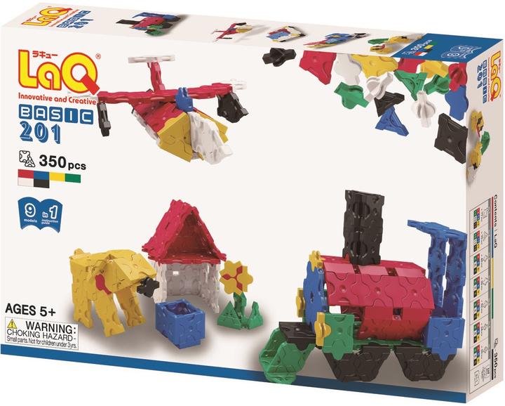 LaQ Japanese educational constructor "Basic 201" (350 details, 9 schemes, 6 colors)