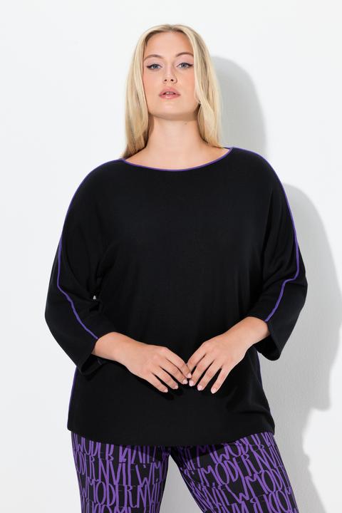 Image du produit Ulla Popken Pull encolure bateau, passepoils et manches 3/4 (54)