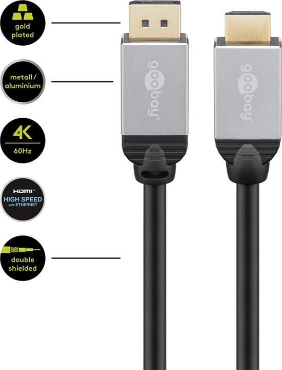 Produktbild Goobay DisplayPort — HDMI (Typ A) (1 m, DisplayPort, HDMI, 2.0)