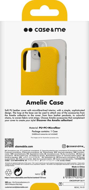 Produktbild Case & Me case&me Amelie Eco Leather case für iPhone 13 / iPhone 14 yellow (Apple iPhone 13)