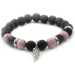 Beneto, Armschmuck, Beaded bracelet made of lava stone. howlite and agate MINK98 / 17, (Agate, Howit, Lava Stein)