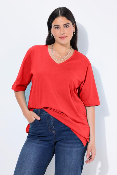 Actual product image Ulla Popken Basic V-Neck Relaxed Fit Short Sleeve Tee (68)