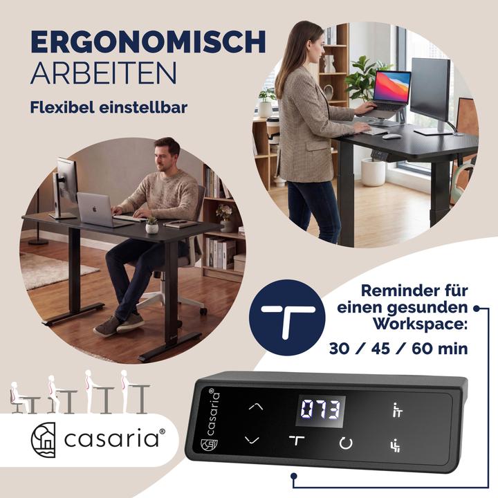 Produktbild Casaria Höhenverstellbarer Schreibtisch (120 x 60 x 72 cm)