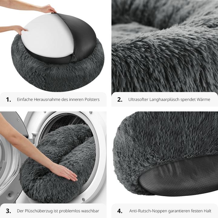 Produktbild tectake Hundebett Maja mit dicker Polsterung und langem Plüsch (Hund)