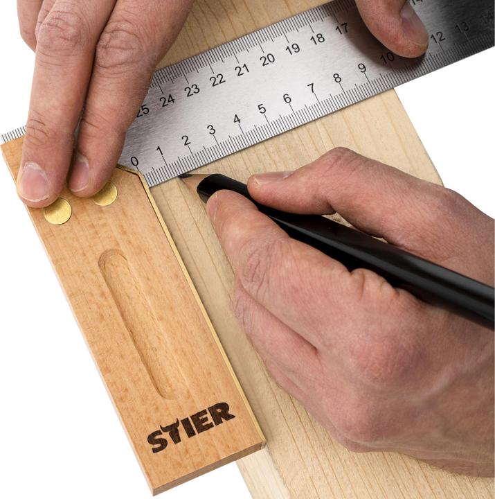 Produktbild Stier Anschlagwinkel Schreinerwinkel Buche 90° / 45° 300 mm