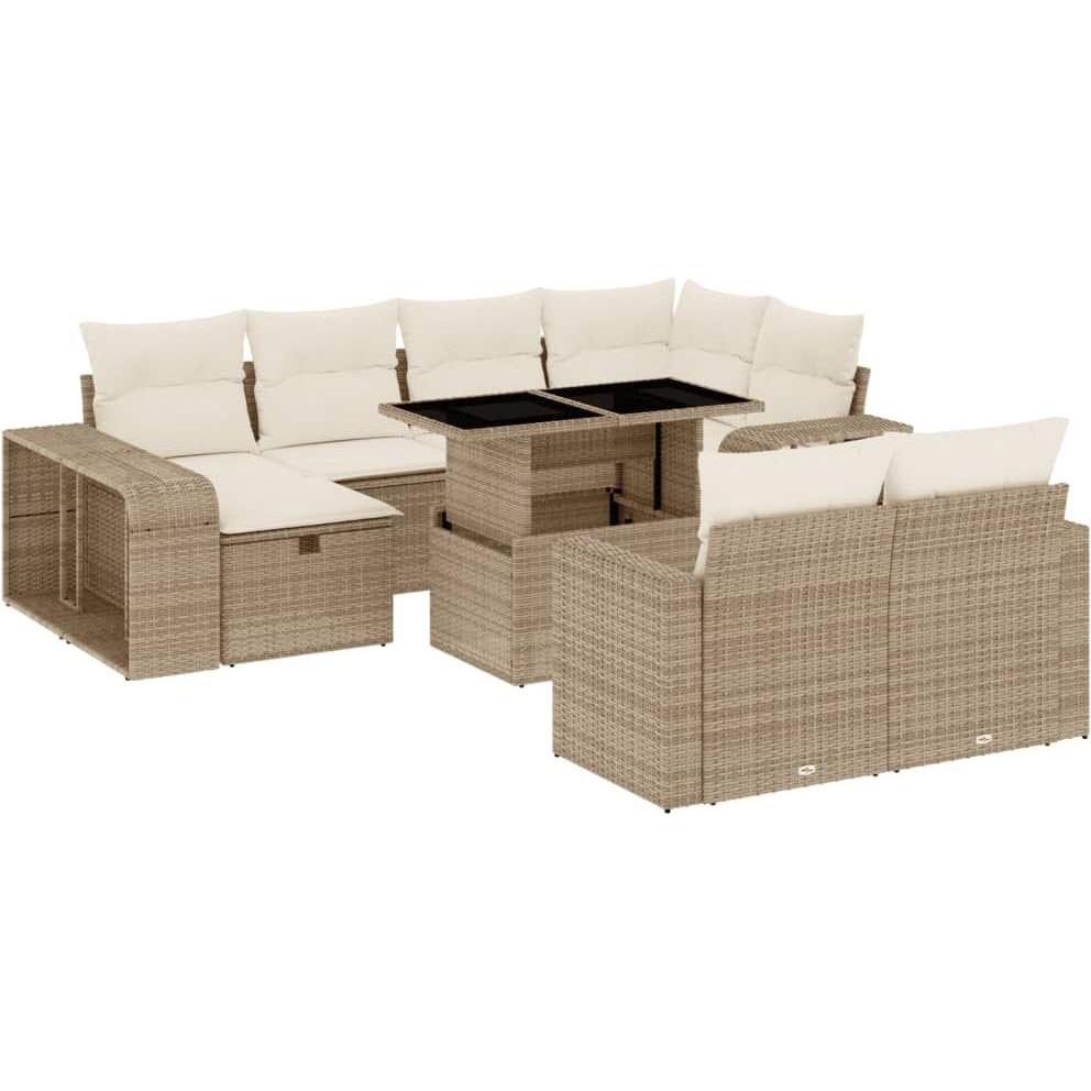 VidaXL, Gartenlounge, Gartenmöbel Sofa Garnitur Lounge Sitzgruppe 11-tlg. Beige Poly Rattan