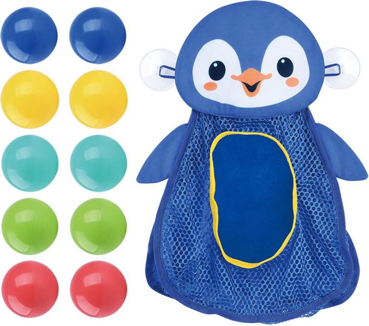 Actual product image Play Bath toy storage penguin with balls, 11 pcs.