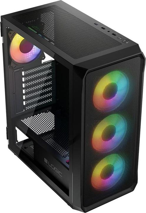 Actual product image Logic PORTOS ARGB MIDI USB 3.0 case black (ATX, mATX)
