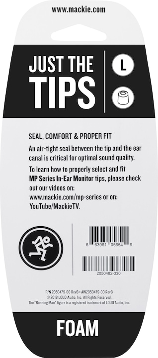 Actual product image Mackie MP & CR Buds Medium Foam Black Tips Kit